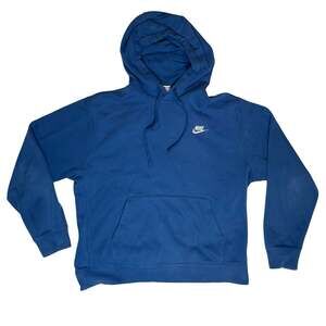 Nike Hoodie Mens Large Blue Pullover Swoosh Sweatshirt